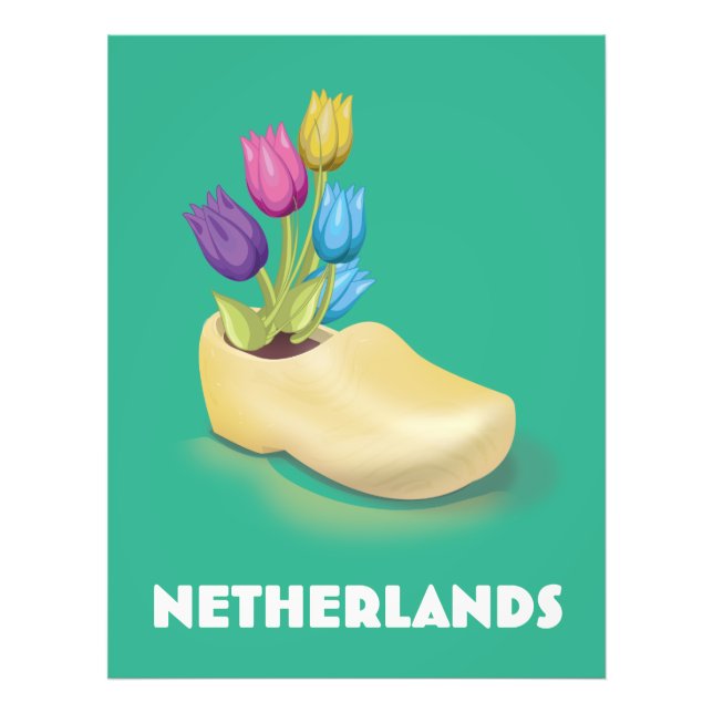 Foto Clog neerlandês e poster de viagens de flores (Frente)