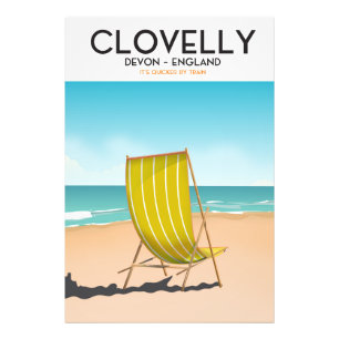 Foto Clovelly, Devon, cartaz de viagem vintage de trem