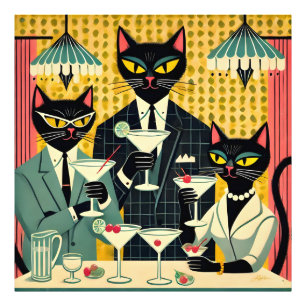 Foto Clube de Martini de Gato Preto Futurista Retro