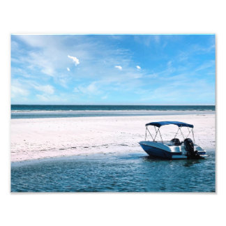 Foto Coastal Boat Wall Art Minimalist Ocean Blue