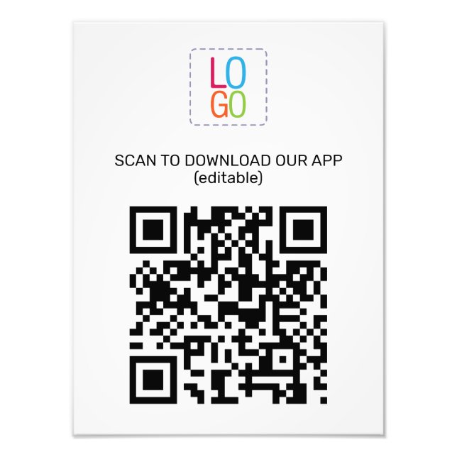 Foto Código QR moderno e logotipo de sua empresa simple (Frente)