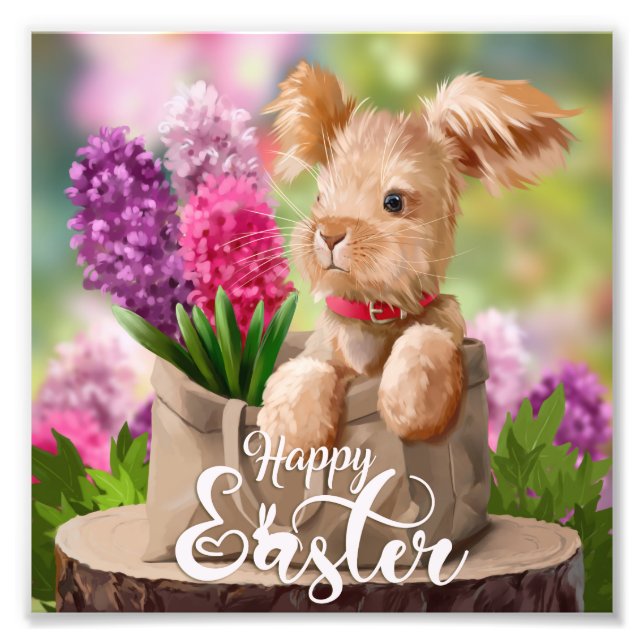 Foto Coelhinho de Páscoa e buquê de hífenes (Frente)