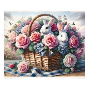 Foto Coelhinhos Aninhados Entre Rosas de Cottage