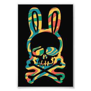 Foto Coelho de Páscoa Retro Tie Dye Coelho Caveira Cruz