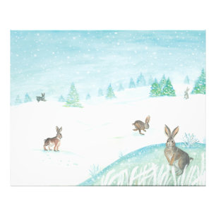 Foto Coelhos Sentados E Pulando Na Neve 