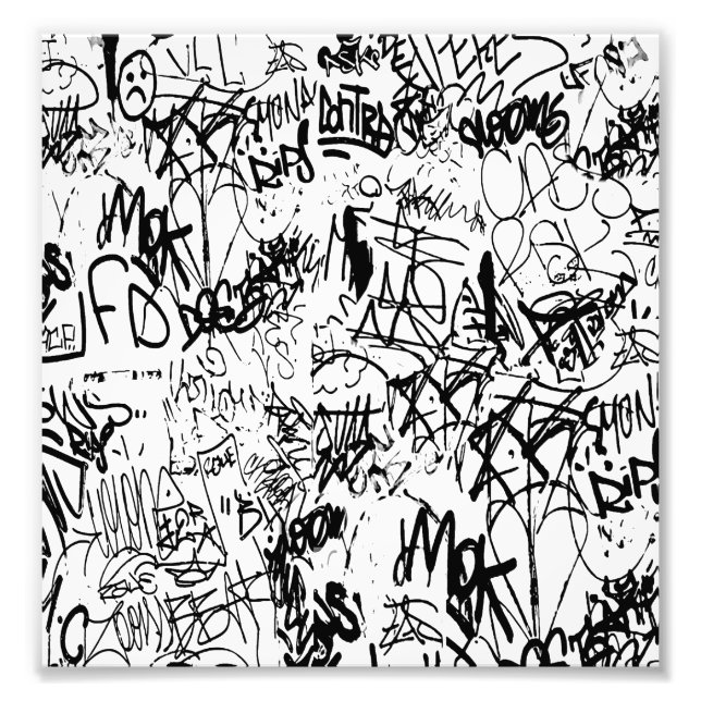 Foto Colagem Abstrata de Grafite Preto e Branco (Frente)