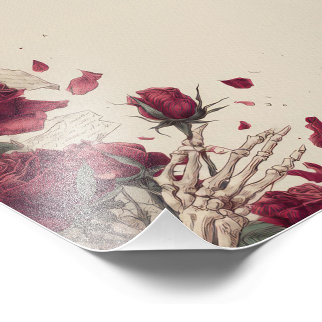 Foto Colagem de Caveira de Esqueleto Vintage com Rosa V (Borda)