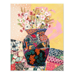 Foto Colagem de Papel Floral Whimsical, Poster misto