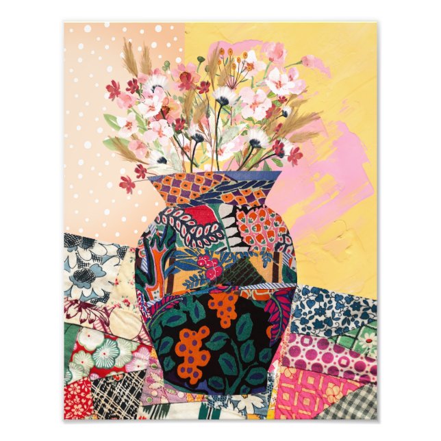 Foto Colagem de Papel Floral Whimsical, Poster misto (Frente)