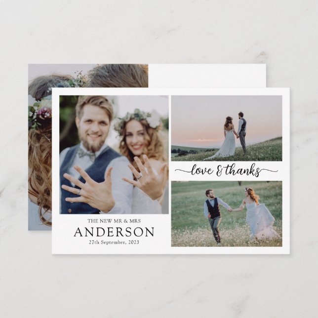 Foto Collage Obrigados Cartões de agradecimentos d (Frente/Verso)