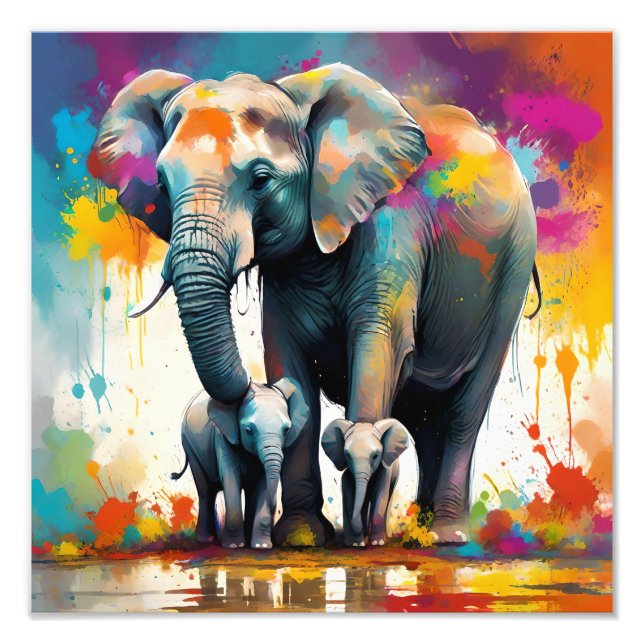 Foto Coloração Da Mamãe E Dos Elefantes Para Bebês, (Frente)