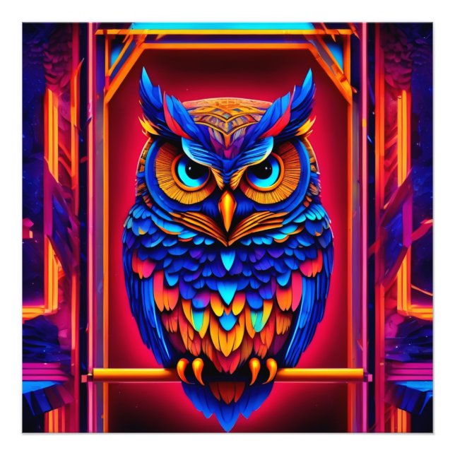 Foto Colorida Abstrato Techno Owl (Frente)