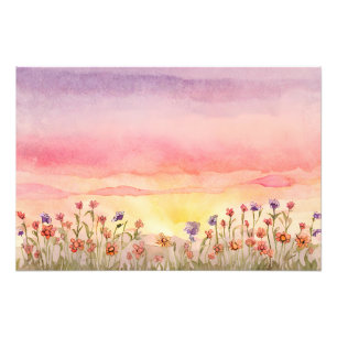 Foto Colorida Flor no pôr do sol Pintura aquosa