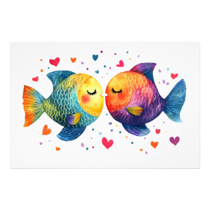 Foto Colorido Peixe Beijando Aniversário Romântico Aqua
