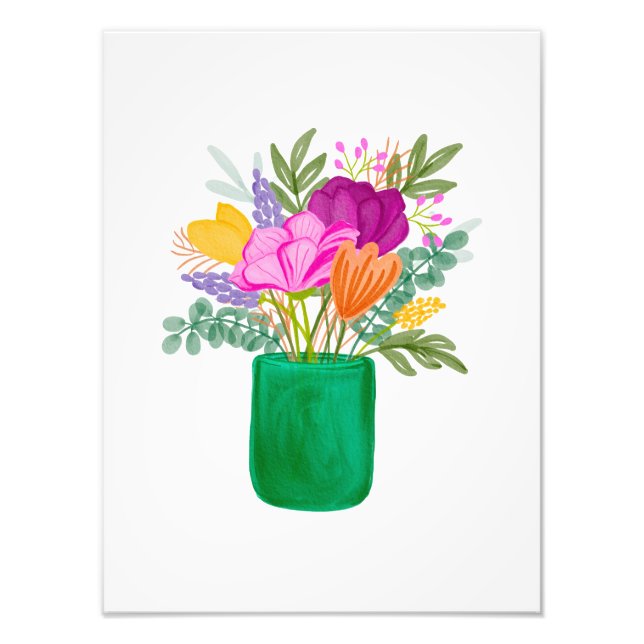 Foto Colourful Hand-Painted Watercolour Floral Bouquet (Frente)
