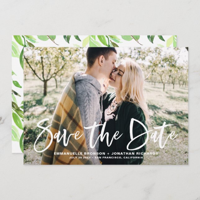 Foto com Carta Branca Salvar o Anúncio de Data (Frente/Verso)