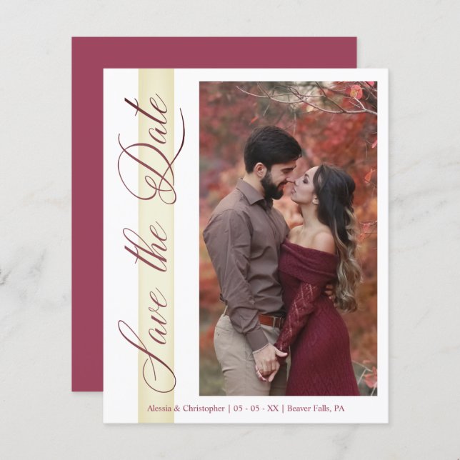 Foto com Letra Romântica de Casamento Barato (Frente/Verso)