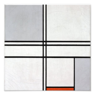 Foto Composição (Nº 1) Cinza-Vermelho Piet Mondrian