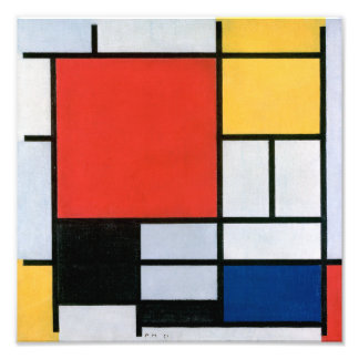 Foto Composição Vermelho, Amarelo, Azul, Preto | Mondri