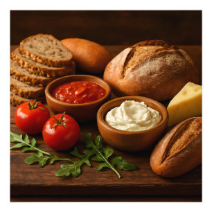 Foto Conselho de madeira russa com queijo de pães artes