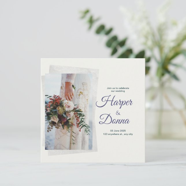 Foto: Convite De Casamento Floral Botânico (Em pé/Frente)