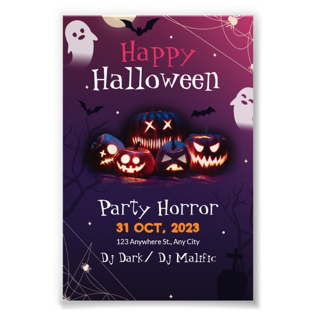 Foto Convite para Festa de Halloween, Festa de Terror H (Frente)