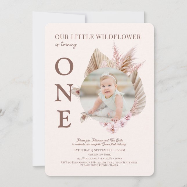 Foto: Convite para primeiro aniversario de flor se (Frente)
