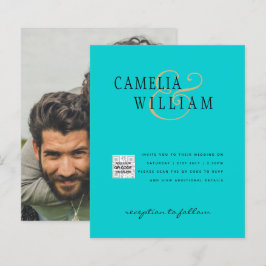 Foto: Convite QRCode RSVP Azul Teal