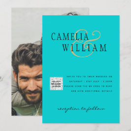 Foto: Convite QRCode RSVP Azul Teal