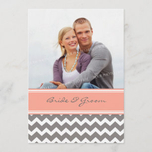 Foto: Convites Cinza Coral Chevron