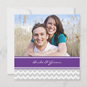 Foto: Convites De Casamento Cinza Púrpura Chevron