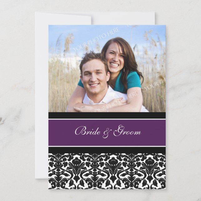 Foto: Convites de Casamento Plum Black Damask (Frente)