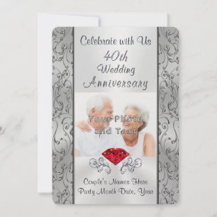 Foto, Convites Personalizados de Aniversário de 40