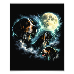 Foto Coonhound Uivando Sob a Lua Camisa Rústica de Cach