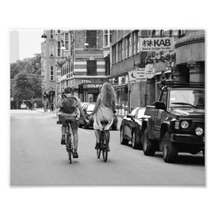 Foto Copenhagen Lovers em Bicicletas, Preto e Branco.