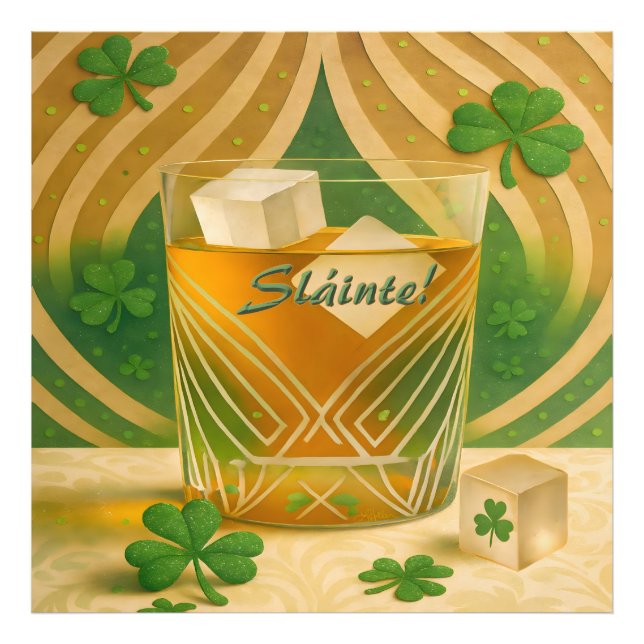 Foto Copo para Uísque Irlandês Shamrocks "Sláinte!" (Frente)