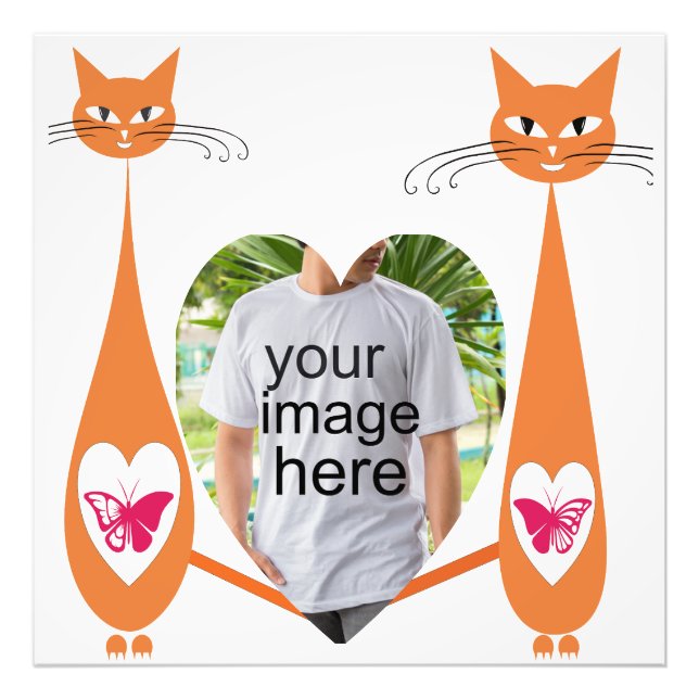 Foto Coração de Amor de Cat Editável - Design de texto  (Frente)