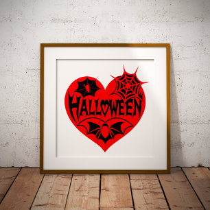 Foto Coração de Halloween, Coração Vermelho, Teia de Ar