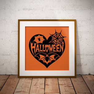 Foto Coração de Halloween, Forma de Coração Preto, Teia