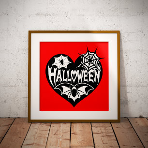 Foto Coração de Halloween, Forma de Coração Preto, Teia