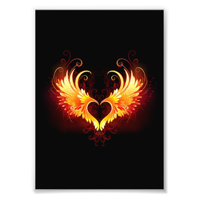 Foto Coração do Anjo Fogo com Asas (Frente)