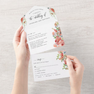 Foto, Coral Peach e Cream Floral Wedding, RSVP