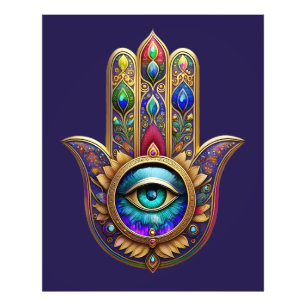 Foto Cores de Pavão Dourado Hamsa Safira Verde Terceiro