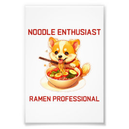 Foto Corgi Adorável Aproveitando Ramen Sticker
