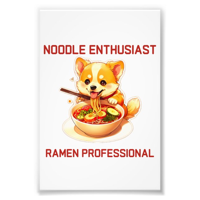 Foto Corgi Adorável Aproveitando Ramen Sticker (Frente)