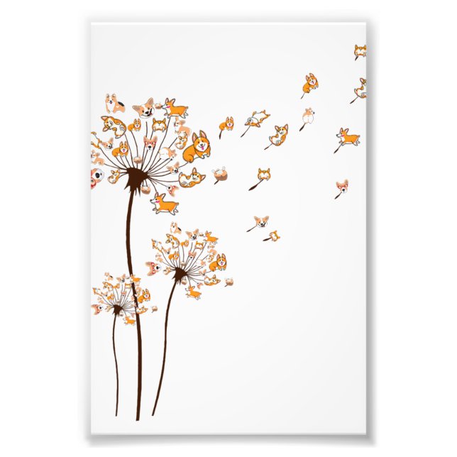 Foto Corgi Flower Dandelion Camisa Cão Cachorro (Frente)