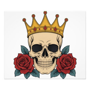 Foto Coroa de Caveira Gótica com Rosas Vermelhas – Moto