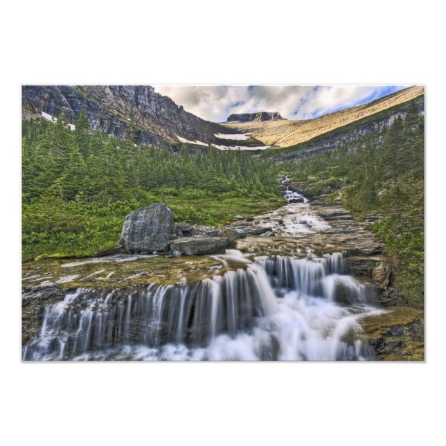 Foto Córrego em cascata, Parque Nacional Glacier, (Frente)