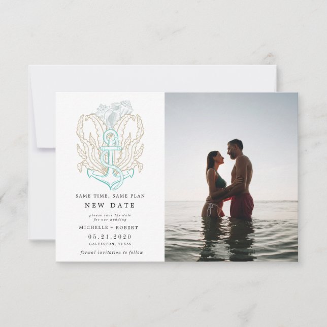 Foto costeira litoral Mudar a data Convite (Frente)