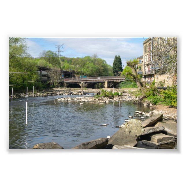 Foto County Bridge e o Rio Calder, Sowerby Bridge (Frente)